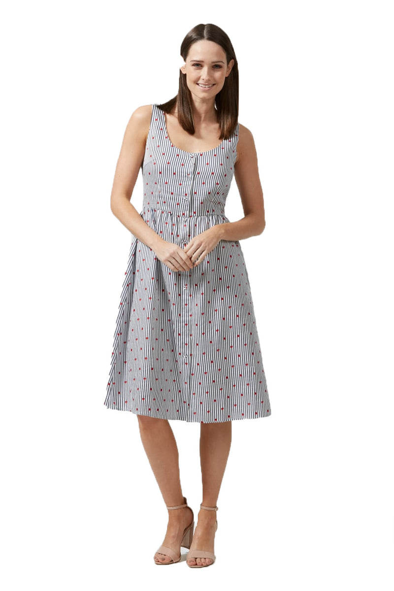 Sugarhill Boutique Women s Stripe and Heart Print Beatrice Sundress Dr