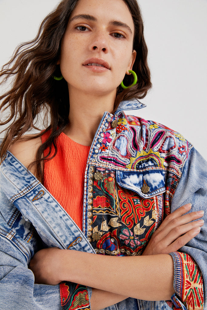 Bohemian denim jacket hotsell