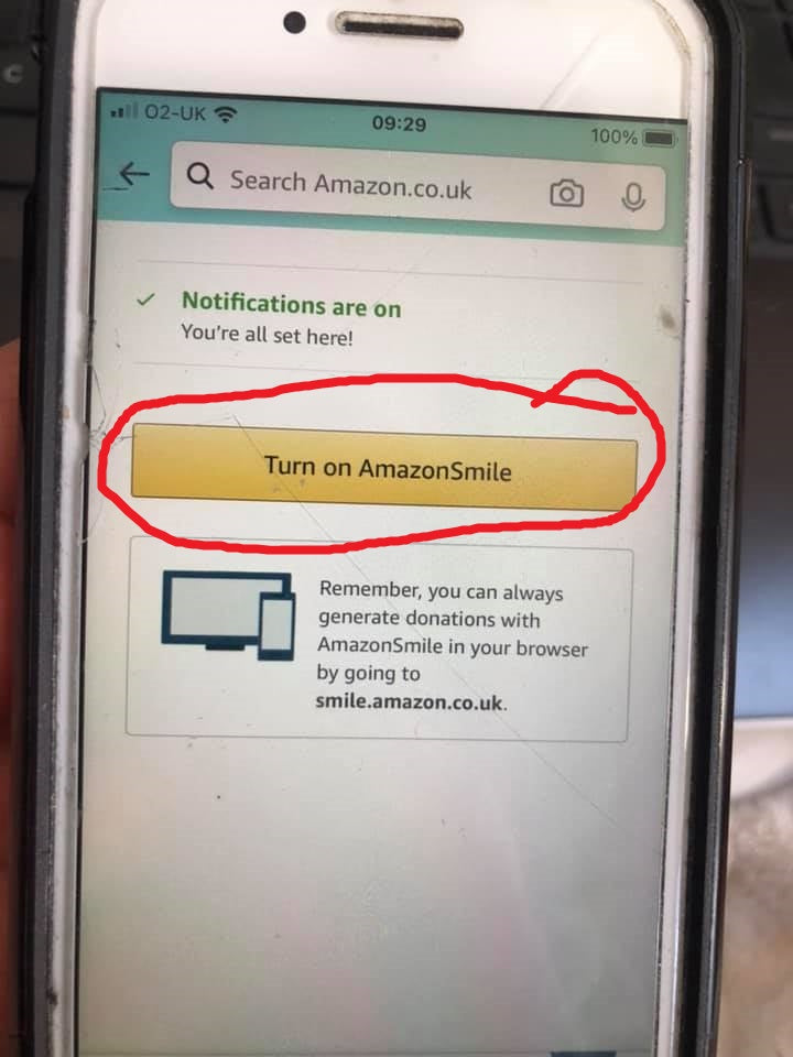 How can you add your Amazon Smile account to your phone?