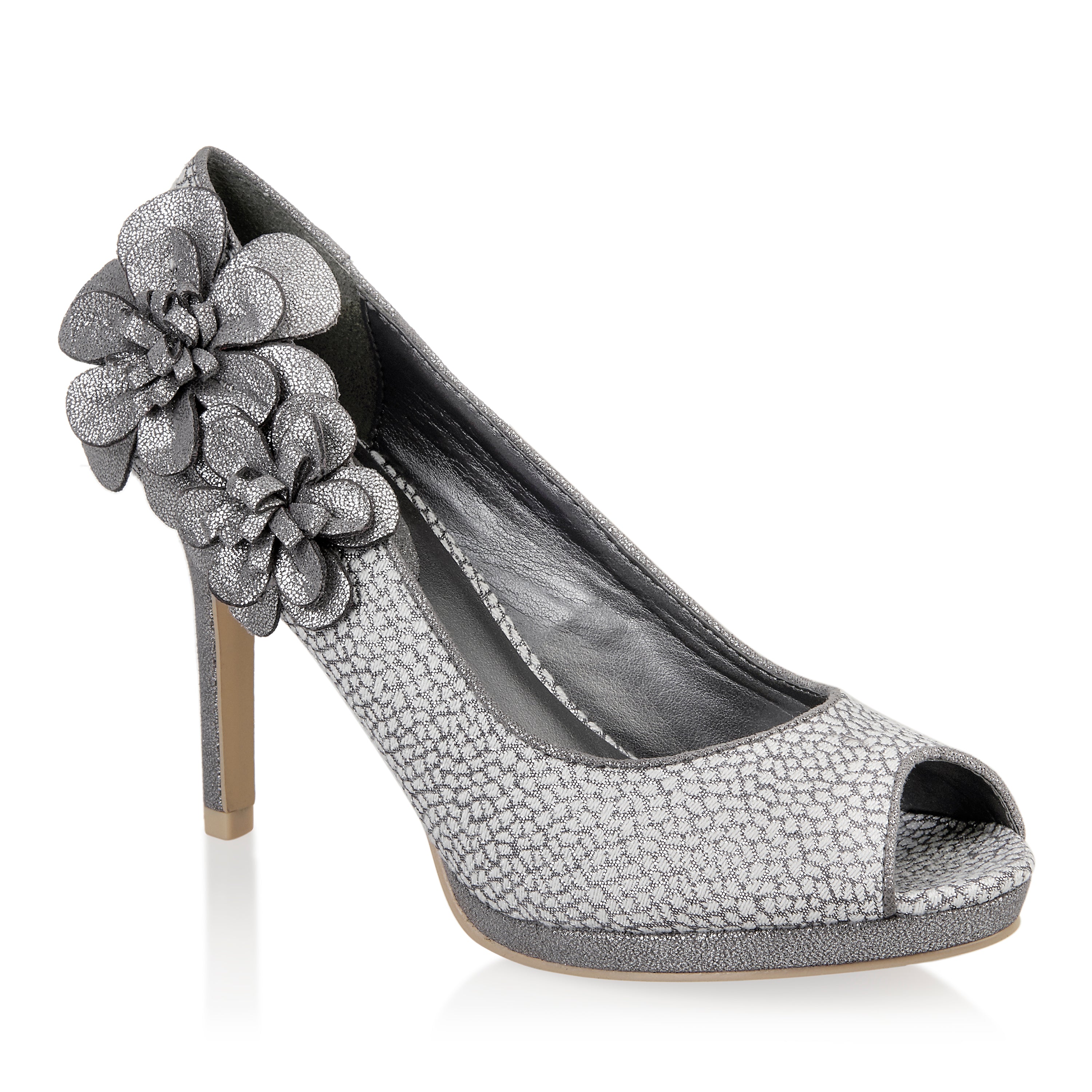 Donna Silver High Heel Peeptoe by Ruby Shoo – Belle Divino