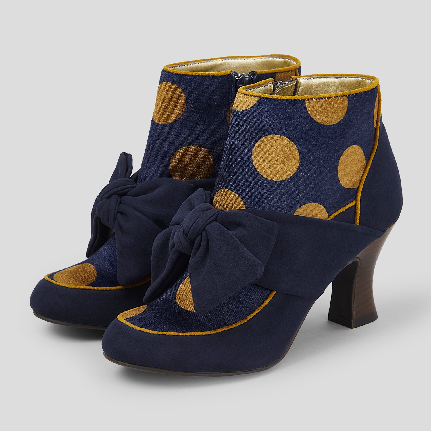 Seren Navy Blue Mid Heel Bow Boots by Ruby Shoo - Main Image