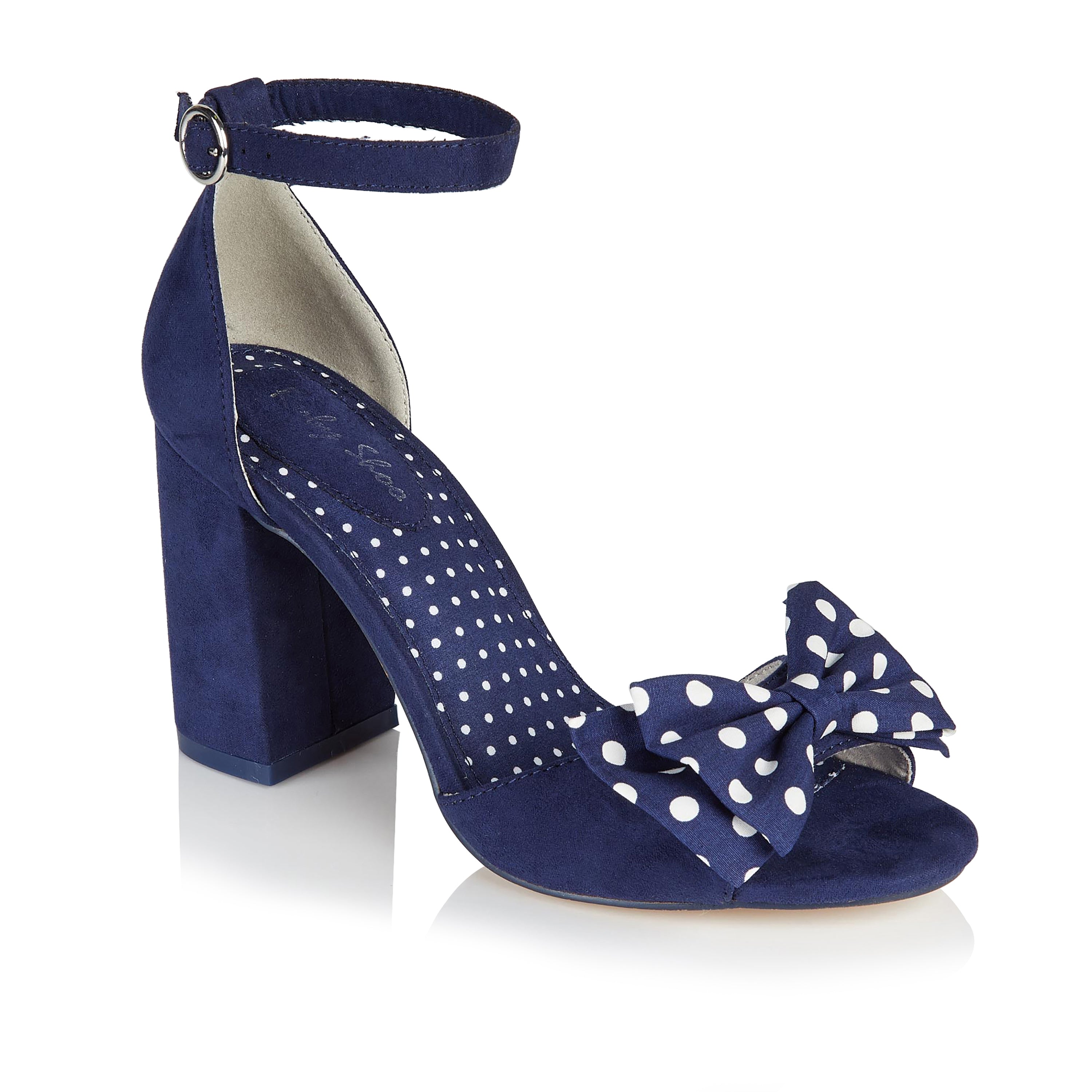Dorry Navy Blue Peeptoe Sandal with Bow by Ruby Shoo