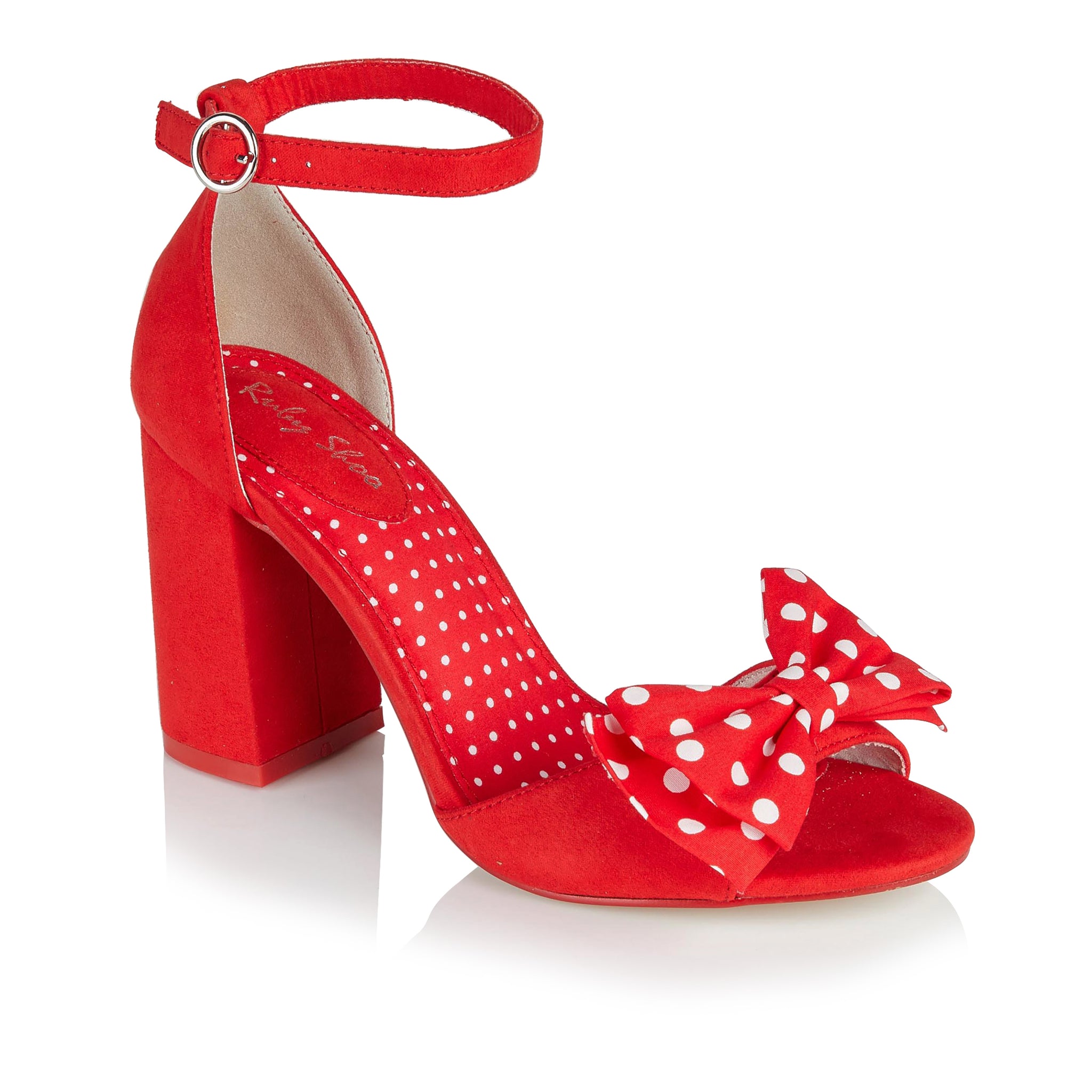 Dorry Red Peeptoe Sandal with Bow by Ruby Shoo