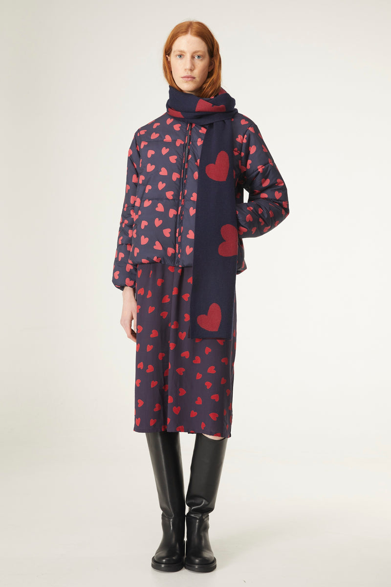 Heart Print Navy quilted bomber jacket by Compania Fantastica – Belle ...