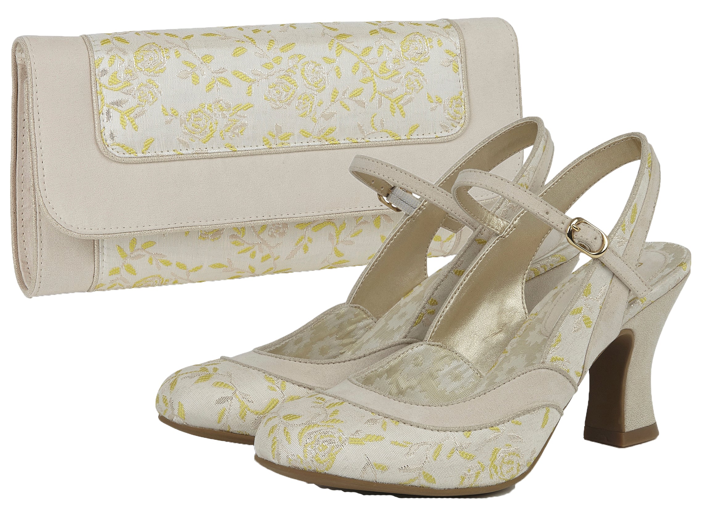 Lucia Cream Lemon Yellow Slingback High Heel Shoes Matching Charle Belle Divino