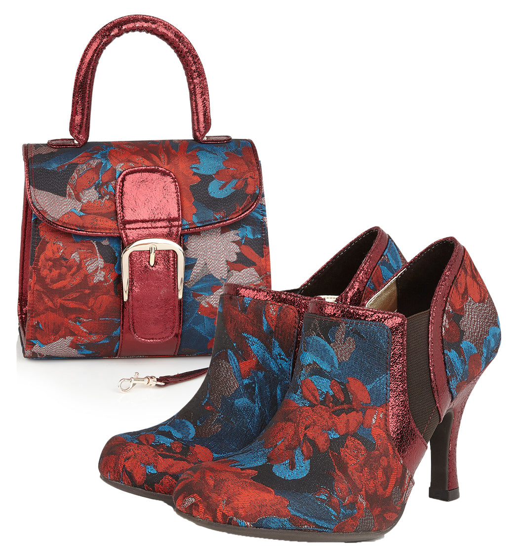 Juno Russet Red High Heel Shoe Boots & Matching Riva Bag by Ruby Shoo ...