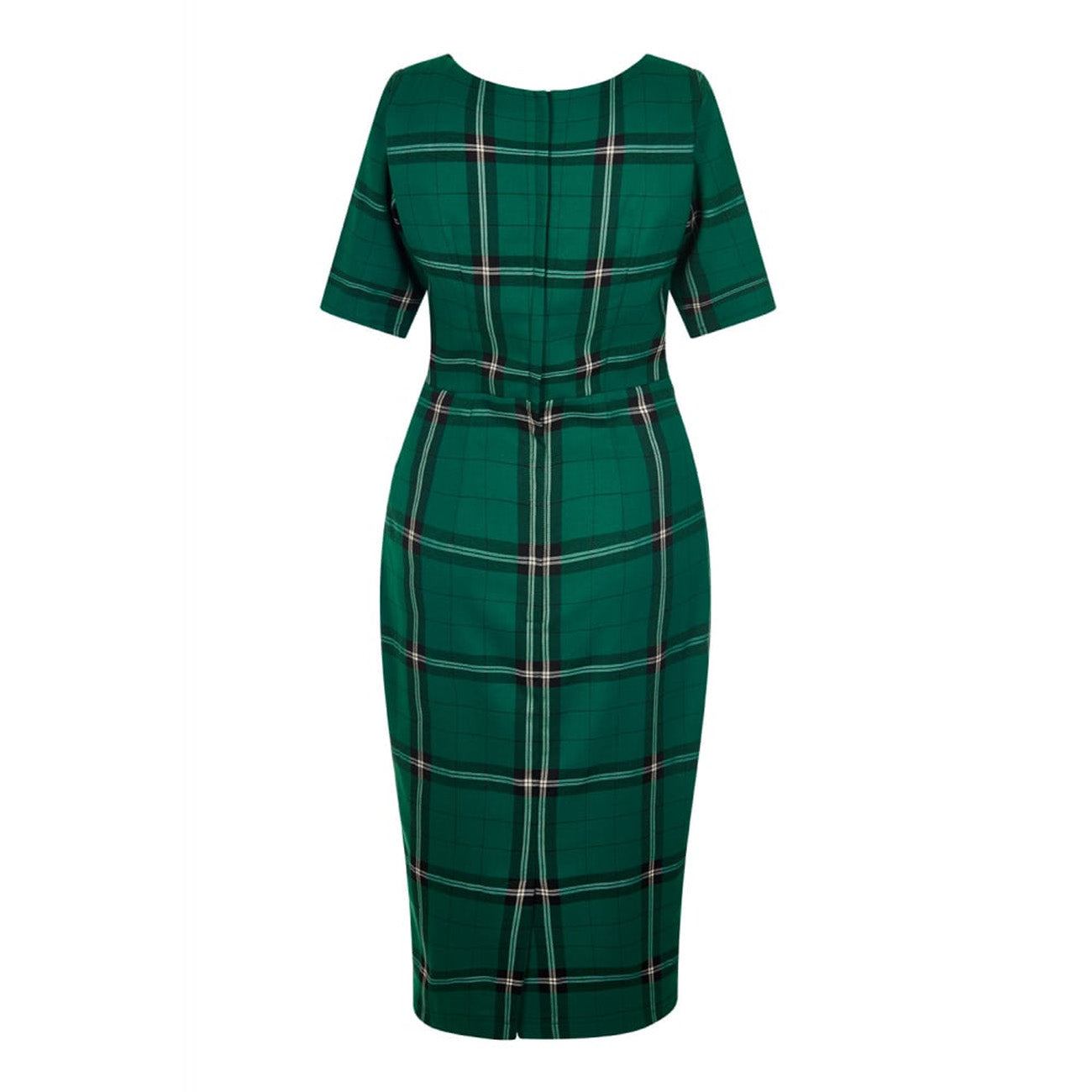 Amber Evergreen Green Winter Check Print Pencil Dress by Collectif Vin Belle Divino Amber Evergreen Green Winter Check Print Pencil Dress by Collectif Vin Belle Divino