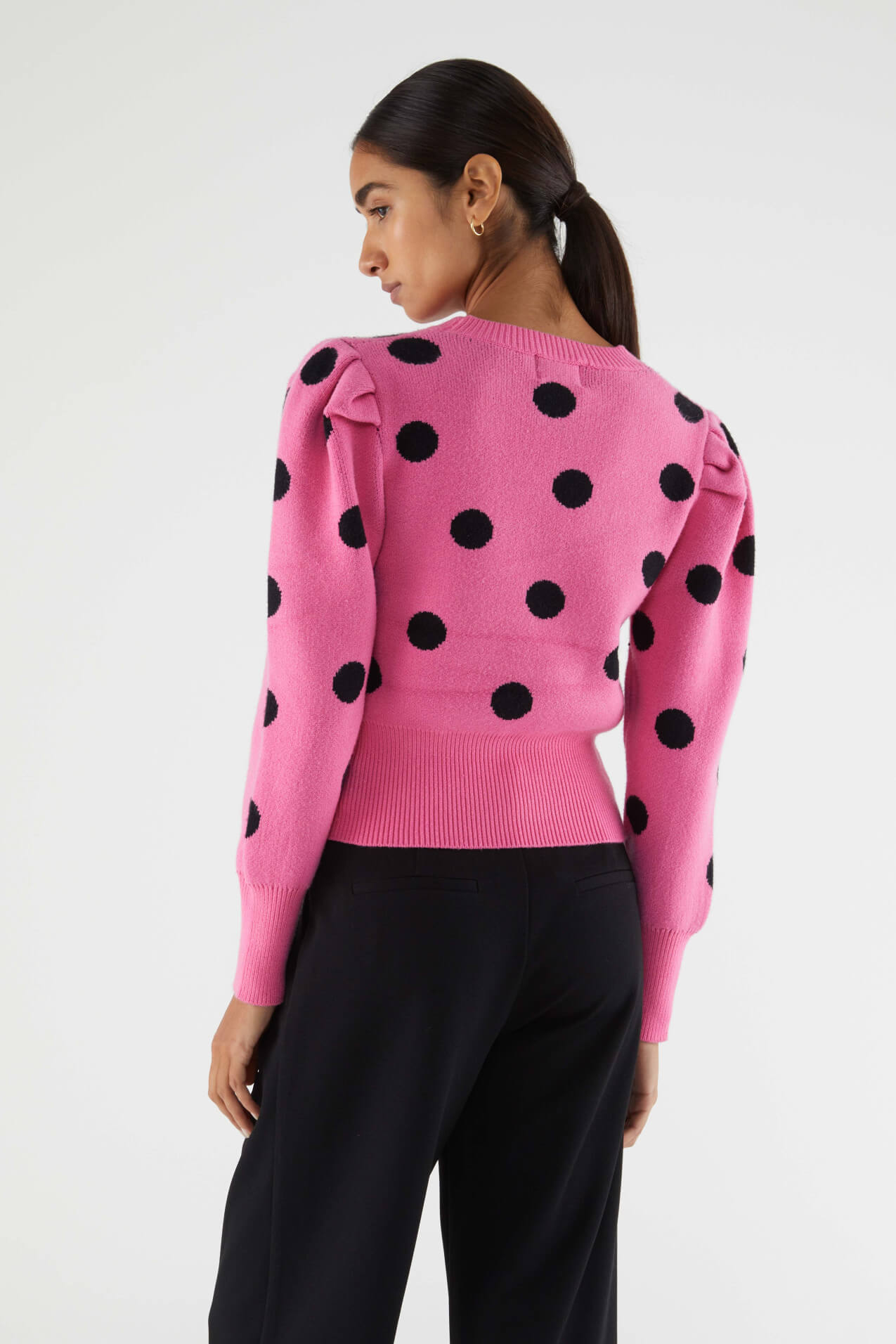 Pink top with black polka dots sales