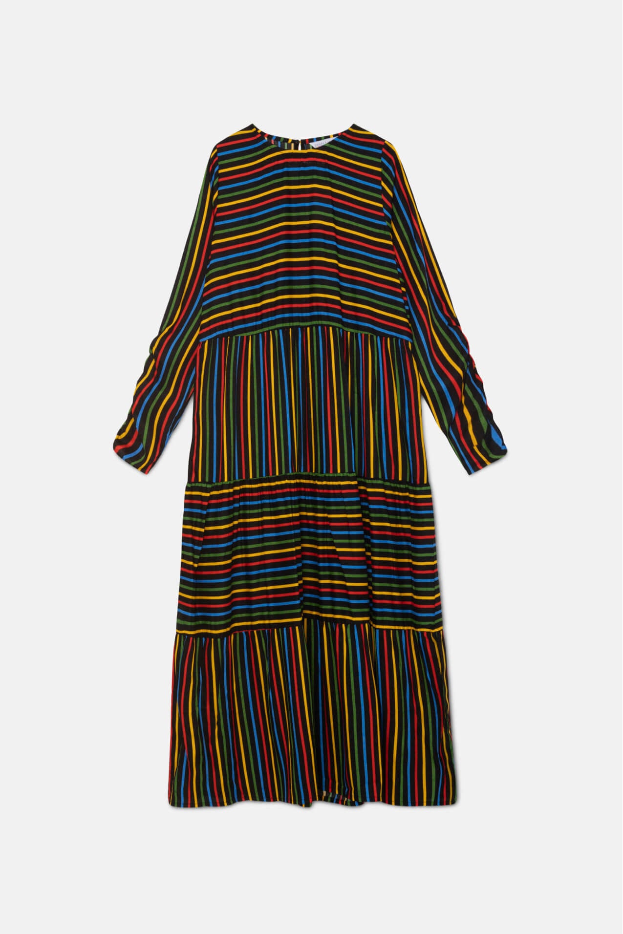 Compania Fantastica Black Multicoloured Stripe Print Midi dress