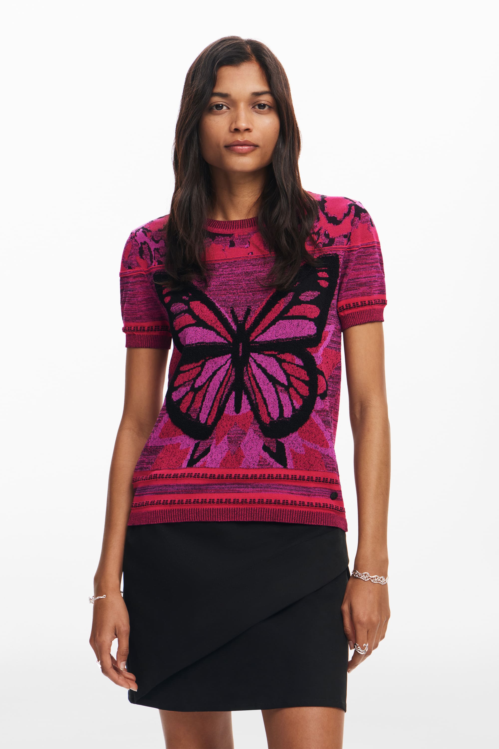 Desigual Knit Top Desigual Women's Knit T-Shirt - Colorful Short Sleeve Top For Casual Wear Casual Women's Top Desigual Knit Top Desigual Women's Knit T-Shirt - Colorful Short Sleeve Top For Casual Wear Casual Women's Top