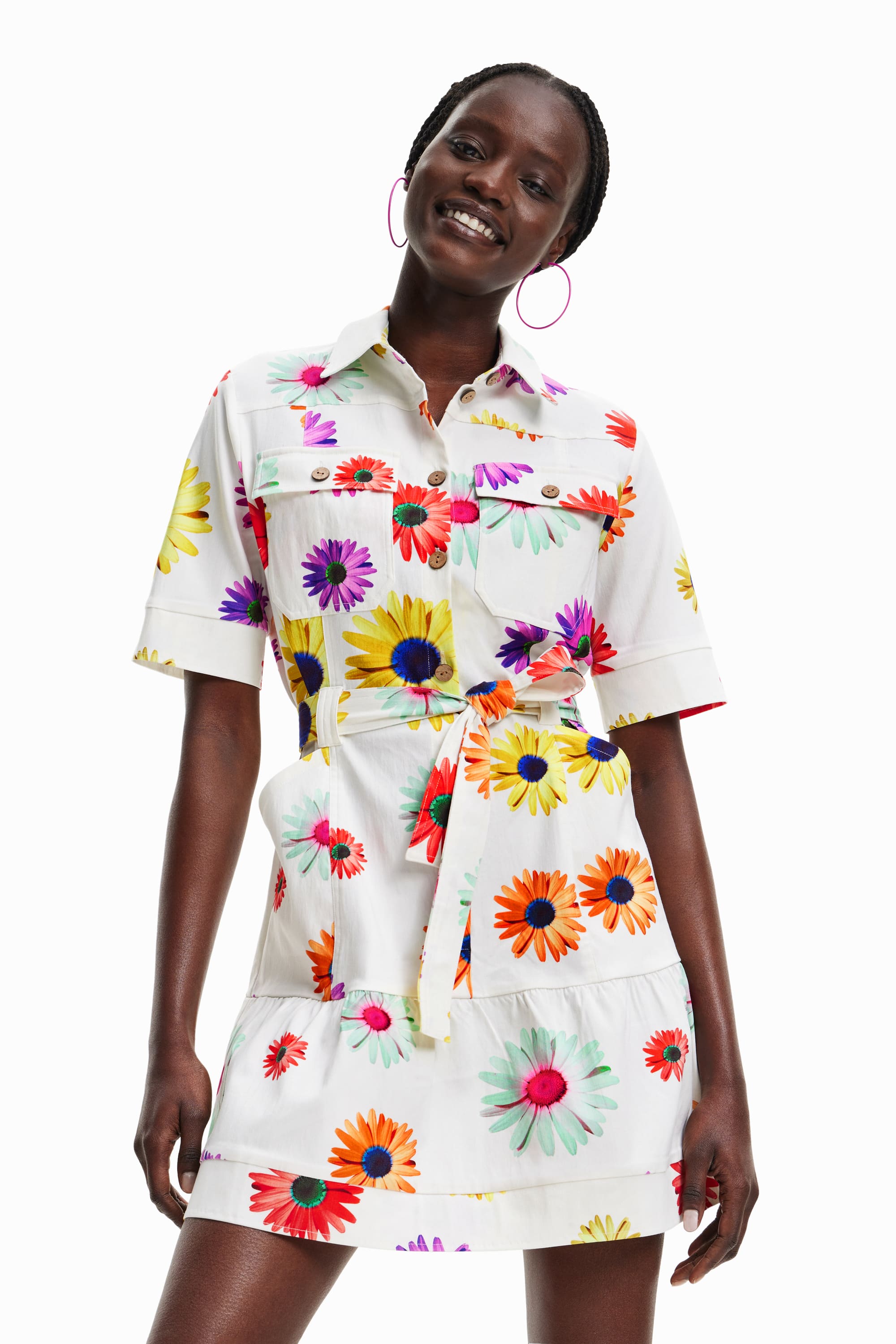 spanish fashion dresses Custom Spanish Floral Border Print Dress Xsmall main image 1