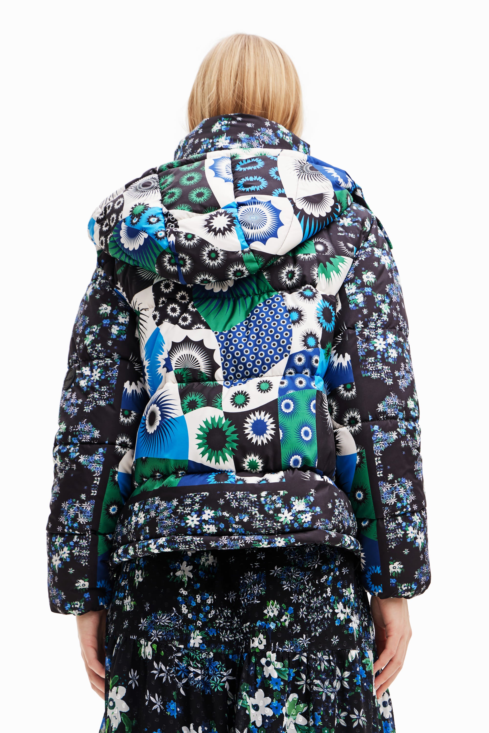 Desigual Padded Sissy Floral Geometric Print Puffer Coat 23WWEW93 Belle Divino