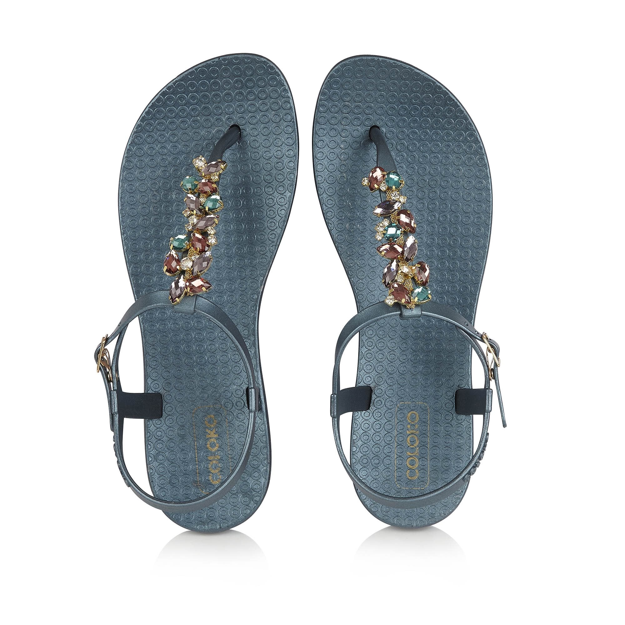 Coloko Stargazer Ergonomic Footbed Sandals with Jewel T-Bar Detail
