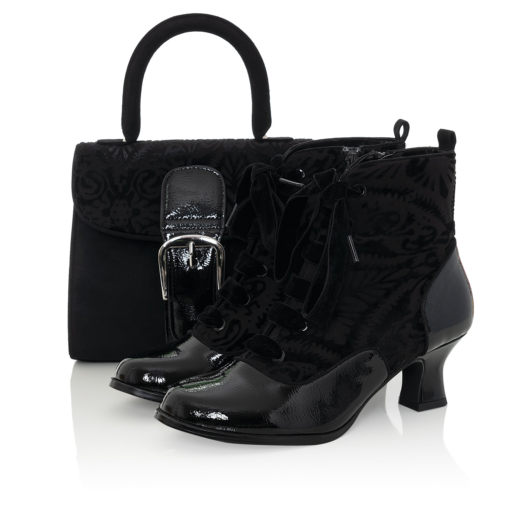 Riva Onyx Black Bag Matches Beth Boots by Ruby Shoo Belle Divino