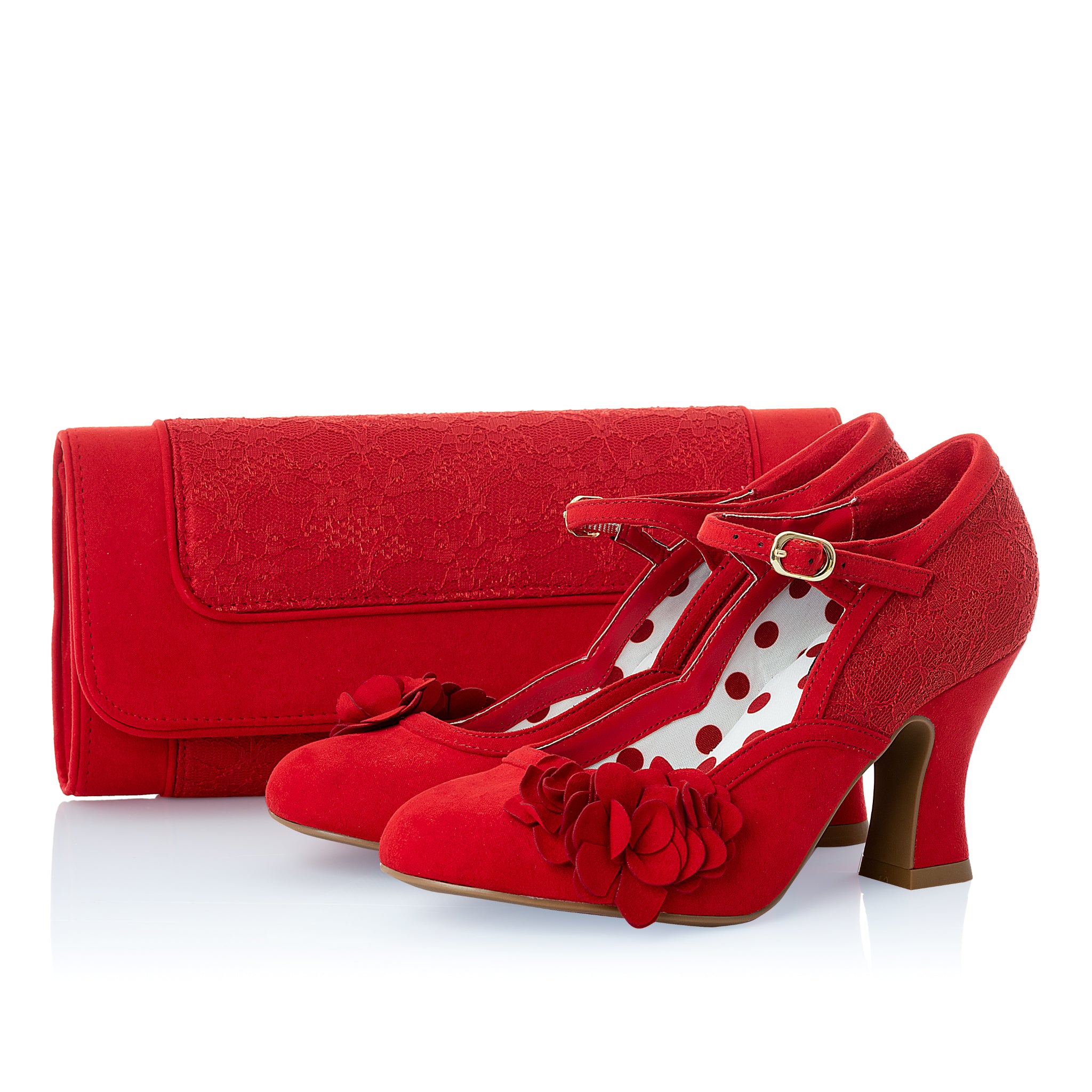 Tirana Red Lace Clutch Bag (Matches Lynn Heels) by Ruby Shoo – Belle Divino