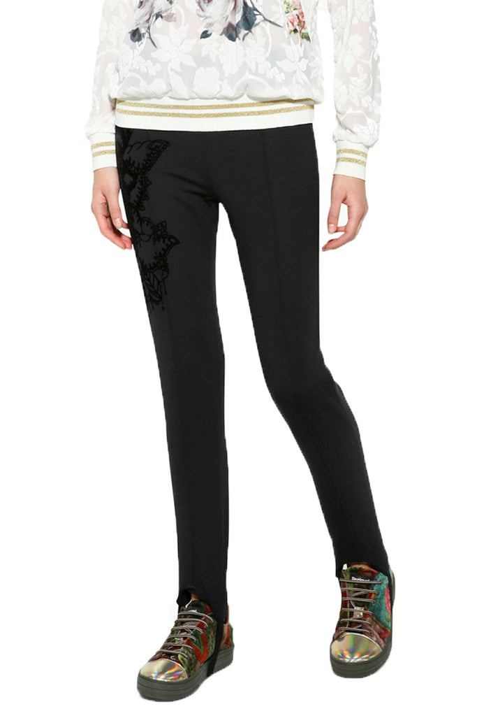 Desigual April Black Ski Pant Leggings with Velvet Floral Leg black