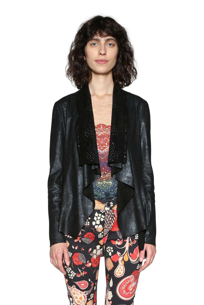Audreane Faux Leather Waterfall Jacket Desigual Style 18SWEW54