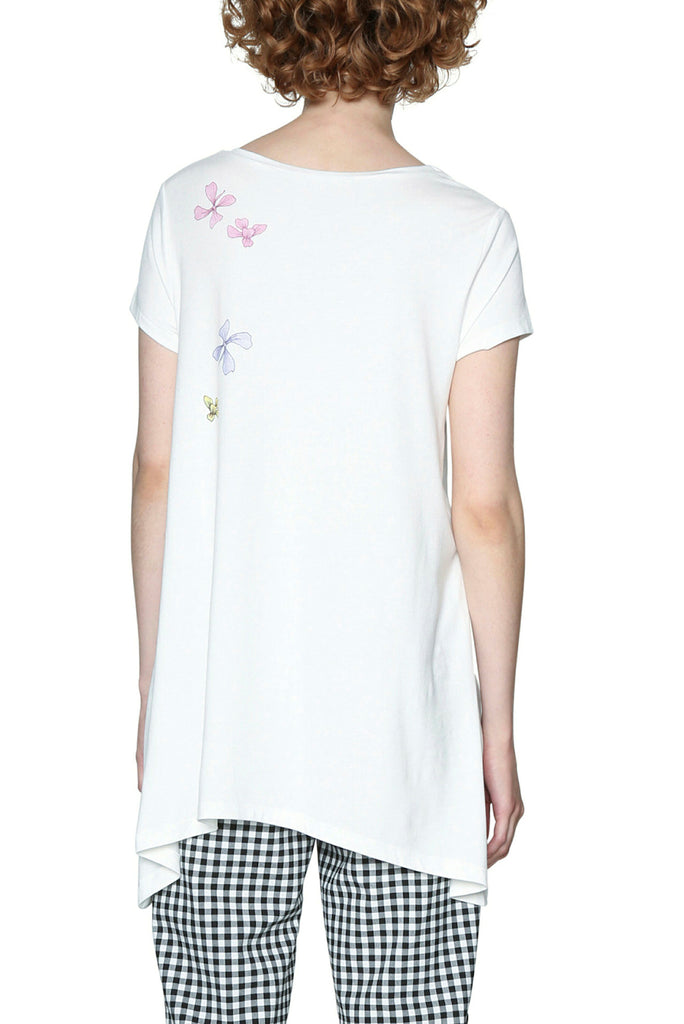 Desigual Apostolos Insect Floral Tshirt Top white back