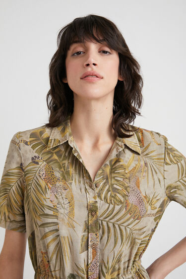 Desigual Agora Dress Tropical Camoflower Safari Khaki Shirt top
