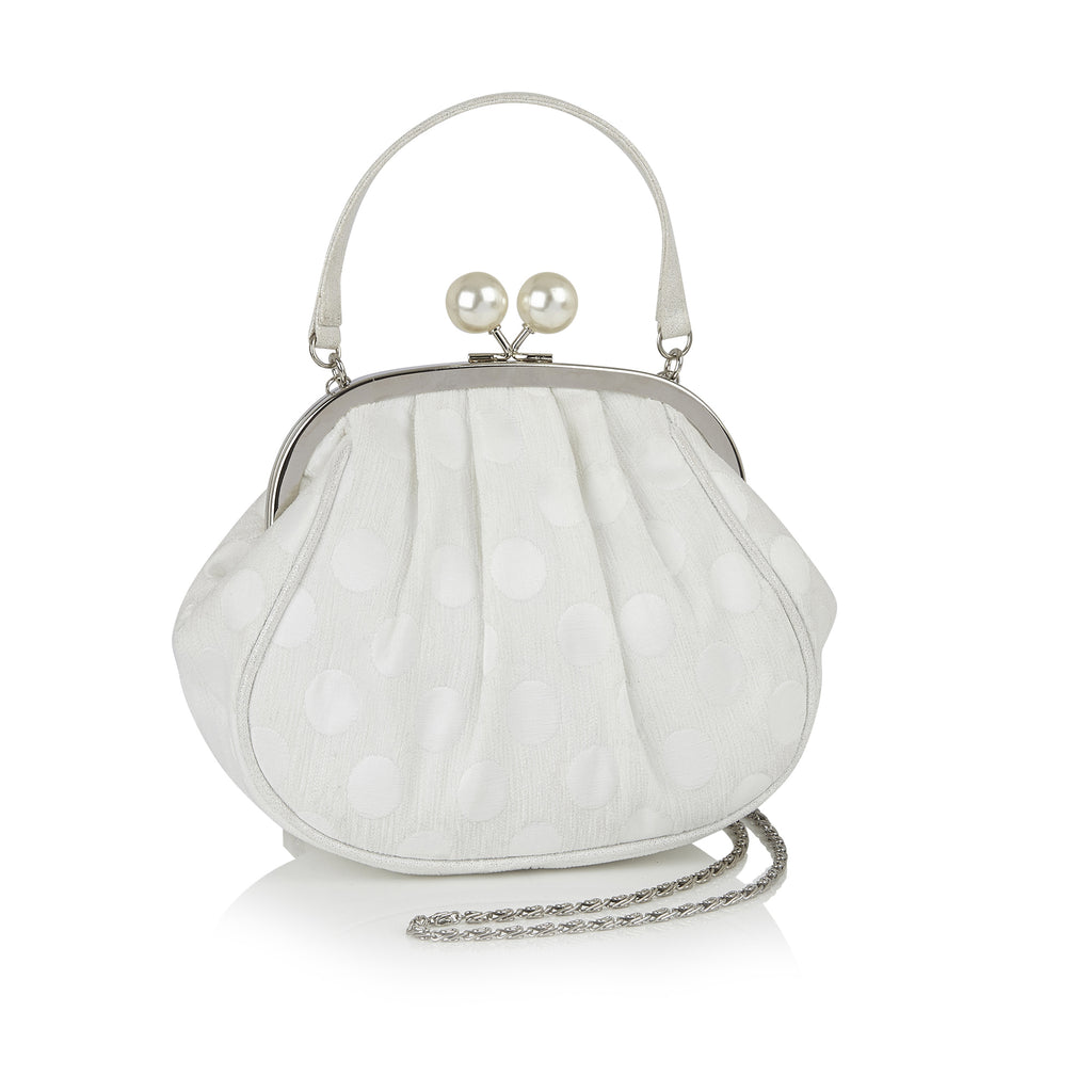 Ruby Shoo Arco White / Silver Pouch Bag (Matches Antonia Shoe)