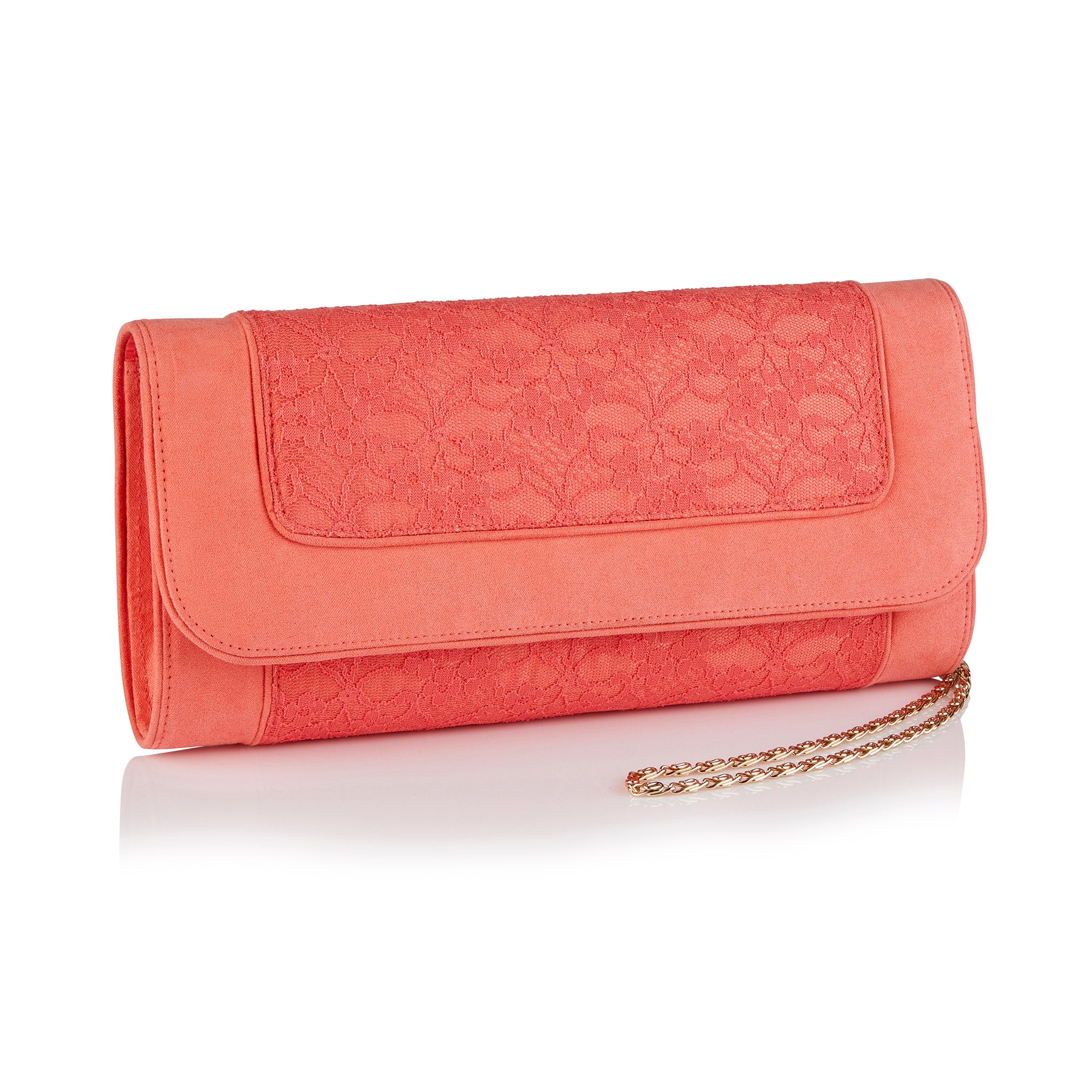 Tirana Coral Lace Clutch Bag Matches Chrissie Mid Heels by Ruby