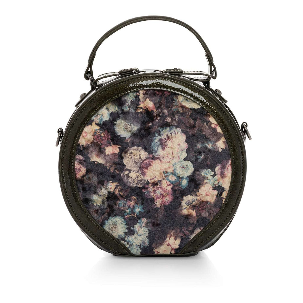 Ruby Shoo Alberta Olive Floral Bag Handbag Round Cross Body front