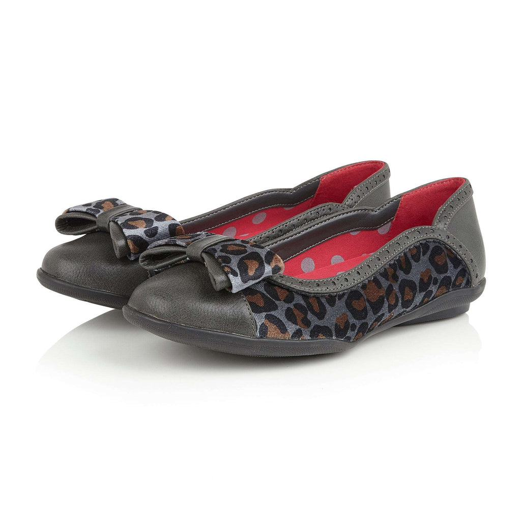 Ruby Shoo Amber Grey Leopard Print Ballerina Pumps