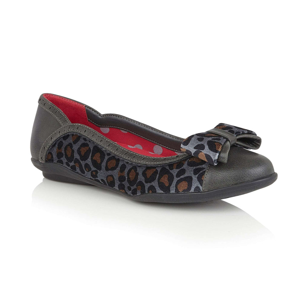 Ruby Shoo Amber Grey Leopard Print Ballerina Pumps