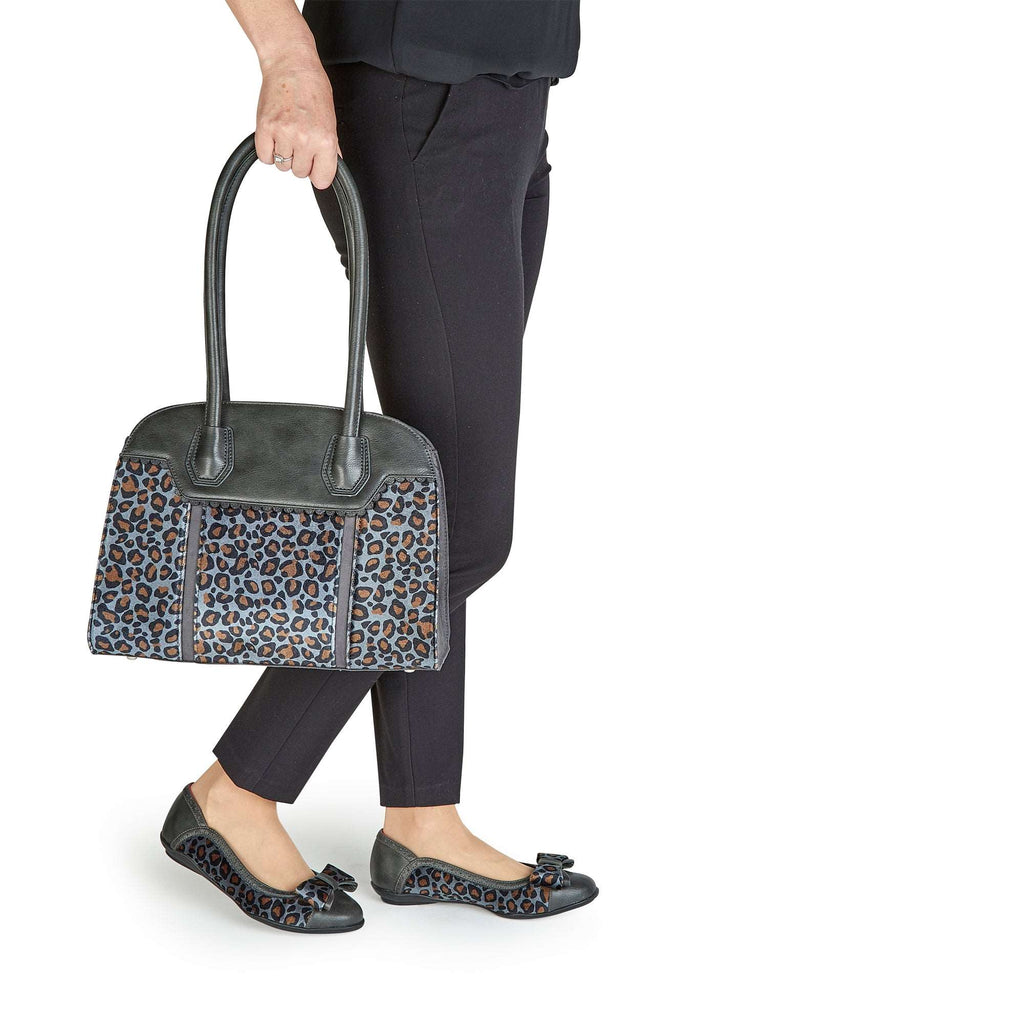 Ruby Shoo Amber Grey Leopard Print Ballerina Pumps & Matching Monza Bag