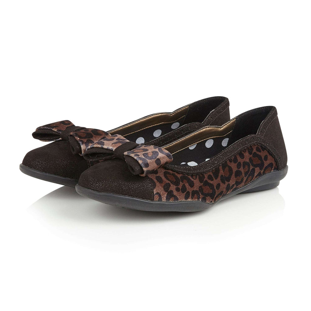 Amber Brown Leopard Print Ballerina Pumps & Matching Monza Bag by Ruby Shoo