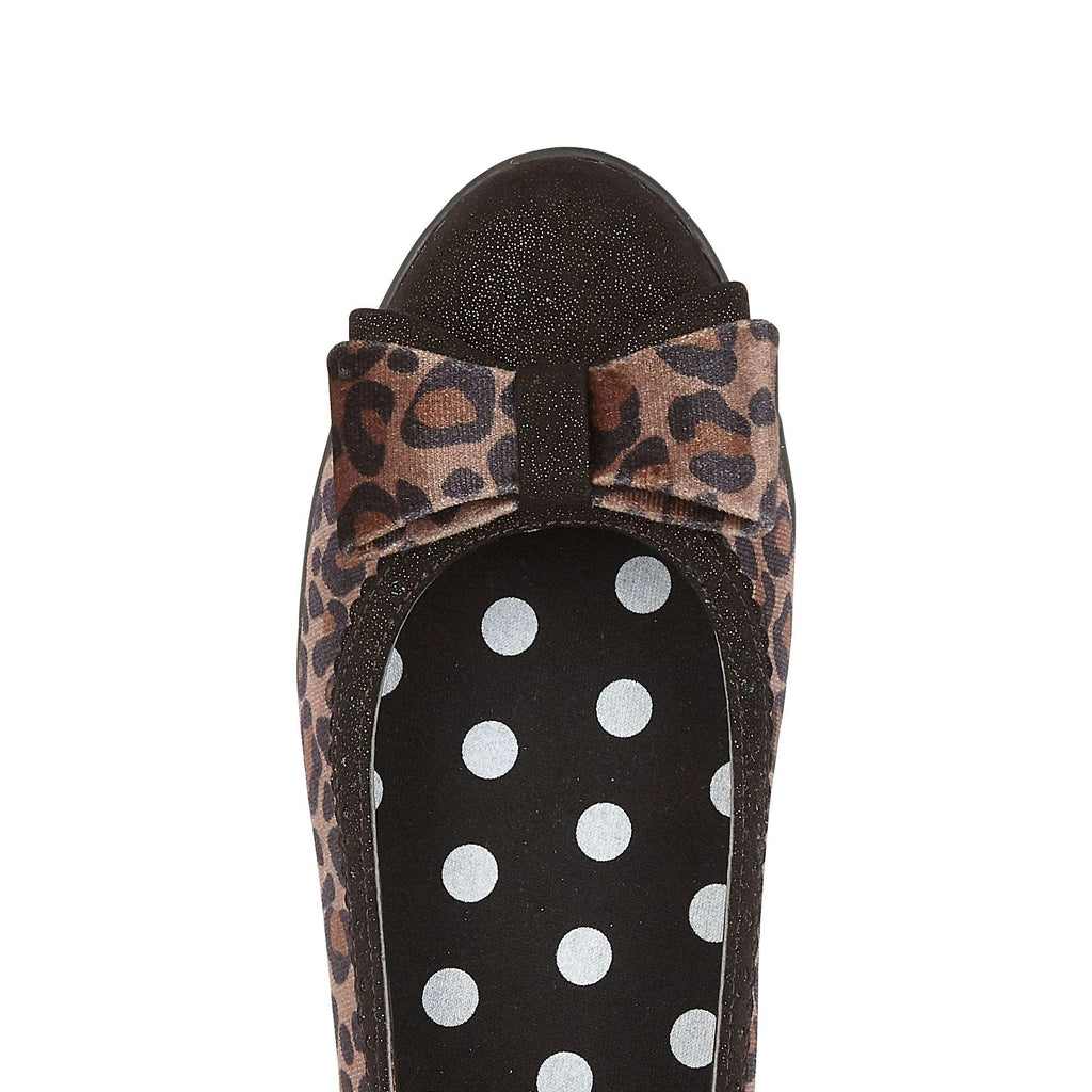 Amber Brown Leopard Print Ballerina Pumps by Ruby Shoo