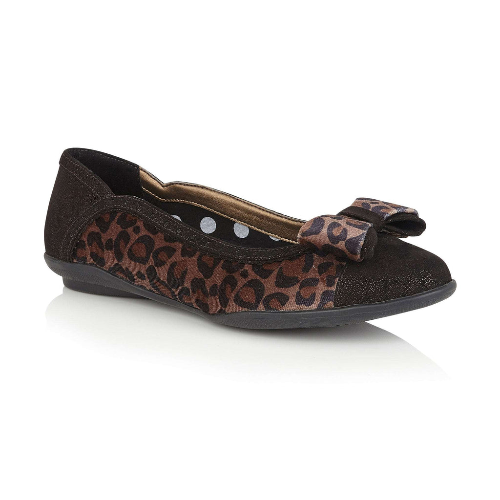 Amber Brown Leopard Print Ballerina Pumps & Matching Monza Bag by Ruby Shoo