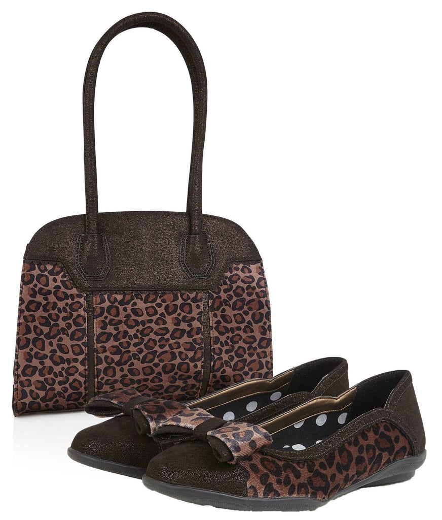 Amber Brown Leopard Print Ballerina Pumps by Ruby Shoo