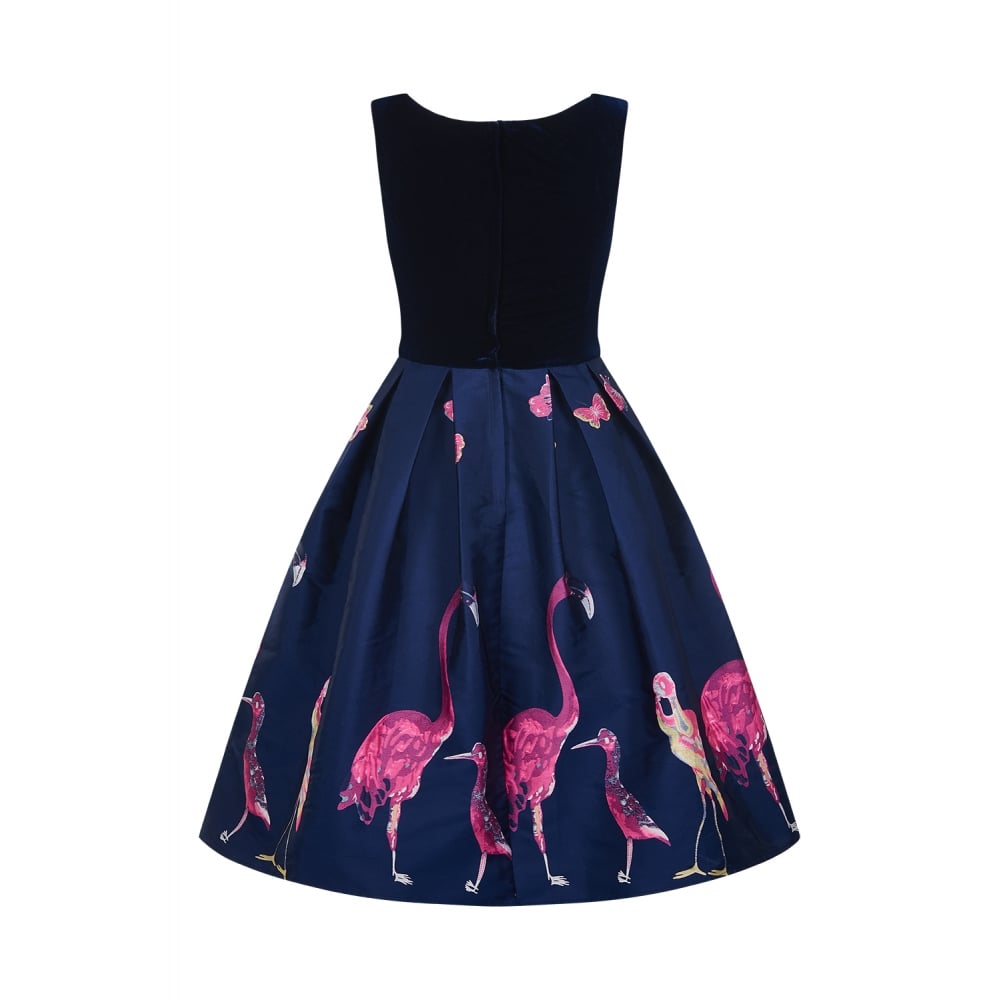 Princess Liz Blue & Pink Flamingo Prom Dress by Collectif Vintage Belle Divino Princess Liz Blue & Pink Flamingo Prom Dress by Collectif Vintage Belle Divino