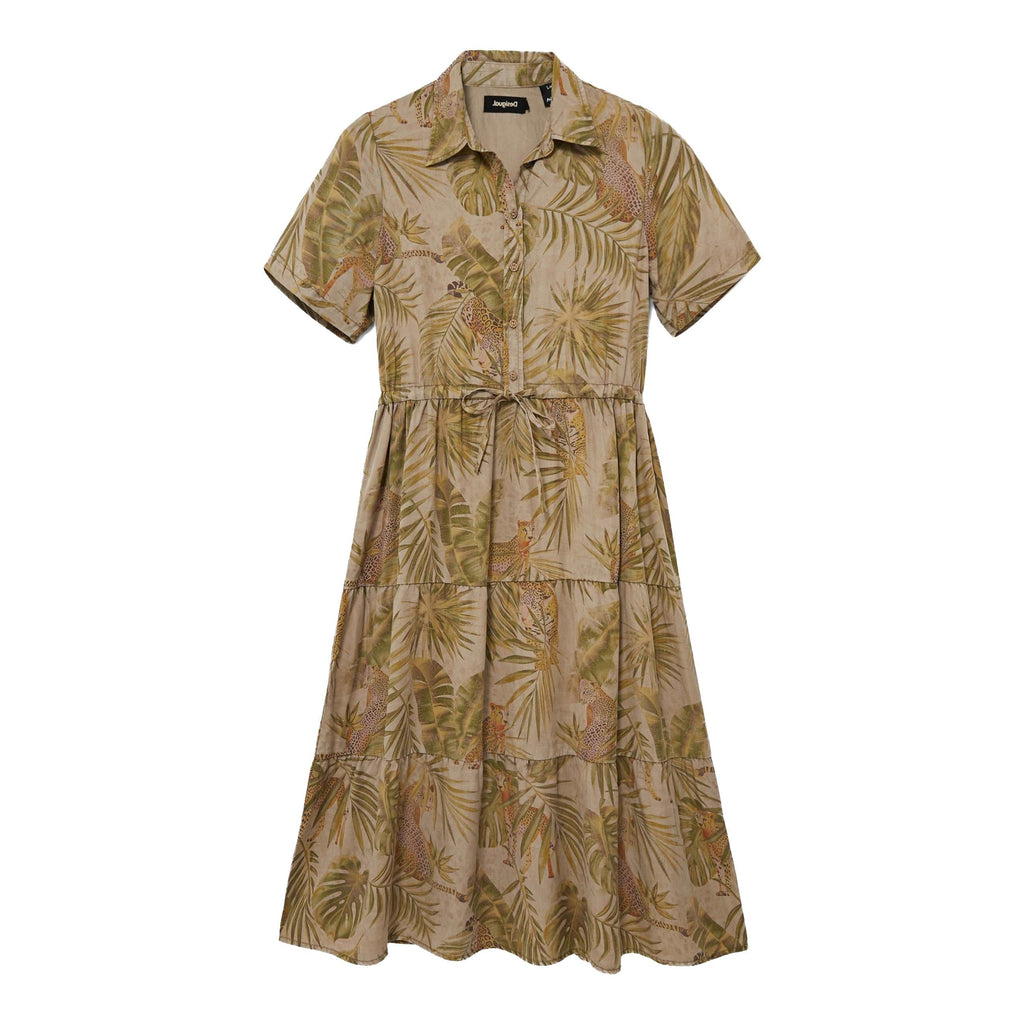 Desigual Agora Dress Tropical Camoflower Safari Khaki Shirt front